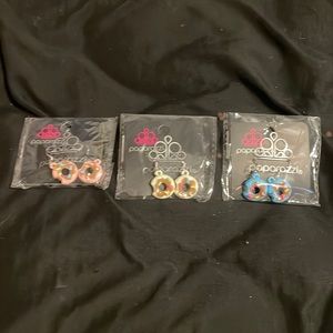 3 Cute donut earrings pink, white, and blue!